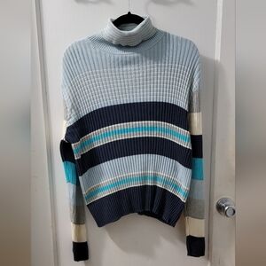 TWO Vintage Old Navy Cowl Neck Striped Sweaters. Sparkle On Sleeves.
